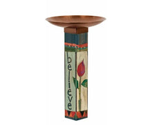 Load image into Gallery viewer, Studio M Home Decor - Garden& - Outdoor Believe Bird Bath Art Pole Copper Topper