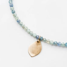 Load image into Gallery viewer, Original Hardware Jewelry - Necklaces Blue Kyanite Strand Necklace with Petite Bronze Leaf