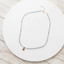 Load image into Gallery viewer, Original Hardware Jewelry - Necklaces Blue Kyanite Strand Necklace with Petite Bronze Leaf