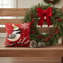 Load image into Gallery viewer, Peking Handicraft Pillow Chickadee w/Snowflake Pillow