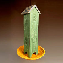Load image into Gallery viewer, Spooner Creek Green Clay House Bird Feeder