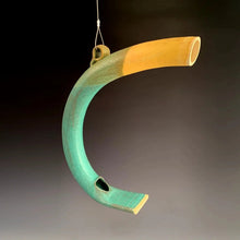 Load image into Gallery viewer, Spooner Creek Green Curved Clay Bird Feeder, Handmade Round Bird Feeder