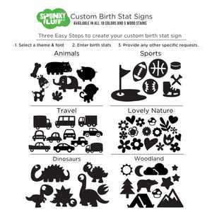 Spunky Fluff Proudly handmade in South Dakota, USA Custom Birth Stat Sign