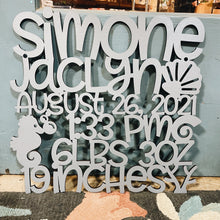 Load image into Gallery viewer, Spunky Fluff Proudly handmade in South Dakota, USA Custom Birth Stat Sign
