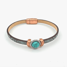 Load image into Gallery viewer, Montana Leather Designs Turquoise and Brown Print DC Laredo Bracelets