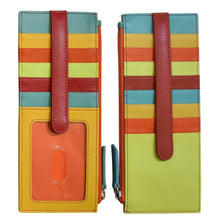 Load image into Gallery viewer, ili New York Citrus Double Sided Credit Card Holder, Leather Card Holder with Zip Pocket, Double Long Card Case