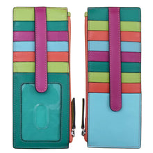 Load image into Gallery viewer, ili New York Paradise Multi Double Sided Credit Card Holder, Leather Card Holder with Zip Pocket, Double Long Card Case