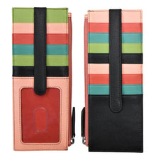 Load image into Gallery viewer, ili New York Peach Multi Double Sided Credit Card Holder, Leather Card Holder with Zip Pocket, Double Long Card Case