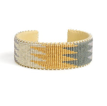 Load image into Gallery viewer, Etkie Jewelry Drew Beaded Glass Cuff Nickel -Large