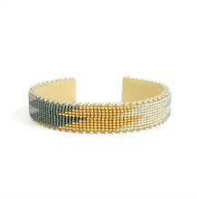 Load image into Gallery viewer, Etkie Jewelry Drew Glass Beaded Glass Cuff Nickel-Small