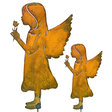 Load image into Gallery viewer, Prairie Dance Proudly Handmade in South Dakota, USA Enchanting Rusted Metal Girl Garden Angel
