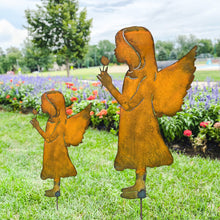 Load image into Gallery viewer, Prairie Dance Proudly Handmade in South Dakota, USA Enchanting Rusted Metal Girl Garden Angel