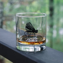 Load image into Gallery viewer, Vital Industries Barware Elk Hair Caddis Fly Fishing Rocks Glass | Screen Printed Old Fashioned Glass