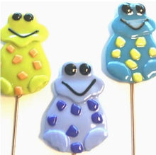 Load image into Gallery viewer, Fish Tales Gallery Home Decor - Garden - Outdoor Freckled Frog Plant Picks | Handcrafted Fused Glass Garden Stakes