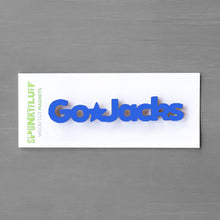 Load image into Gallery viewer, Spunky Fluff Proudly handmade in South Dakota, USA Cobalt Blue Go Jacks!-Tiny Word Magnet