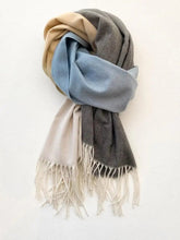 Load image into Gallery viewer, Winding River Unclassified Gray / White Tri-tone Reversible Wrap – Artisan Shawl
