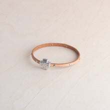 Load image into Gallery viewer, Montana Leather Designs Proudly Handmade in Montana, USA Natural Hammered Cross Leather Bracelets