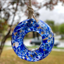 Load image into Gallery viewer, Apricot Mint Decor Handcrafted Art Glass Bird Feeder