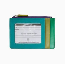 Load image into Gallery viewer, ili New York Cool Tropics ili New York Leather Credit Card & ID Holder – RFID Blocking Zip Card Case