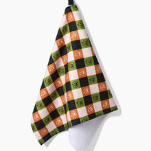 Load image into Gallery viewer, Geometry Home Decor - Linens - Geometry Kitchen Jack-O-Lantern Checker Tea Towel