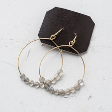 Load image into Gallery viewer, Original Hardware Jewelry - Earrings Labradorite Coin Hoop Earrings