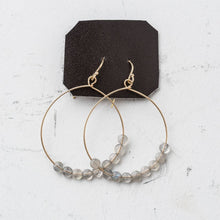 Load image into Gallery viewer, Original Hardware Jewelry - Earrings Labradorite Coin Hoop Earrings