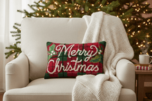 Load image into Gallery viewer, Peking Handicraft Pillow Merry Christmas Plaid Pillow