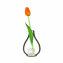 Load image into Gallery viewer, Prairie Dance Proudly Handmade in South Dakota, USA Vase with Glass Vessel Modern Steel Vase - Medium
