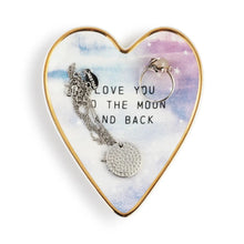 Load image into Gallery viewer, Demdaco Ceramics Moon & Back Art Heart Trinket Dish