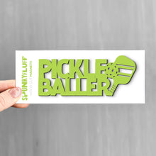Load image into Gallery viewer, Spunky Fluff Pear Pickleballer Stacked Tiny Word Magnet, Funny Pickleball Magnet