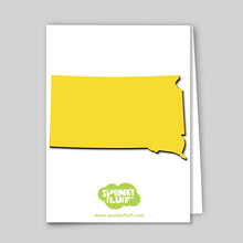 Load image into Gallery viewer, Spunky Fluff Proudly handmade in South Dakota, USA Yellow South Dakota State Shape Magnet – State Pride Fridge Magnet