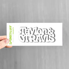 Load image into Gallery viewer, Spunky Fluff Magnet White Taylor & Travis Stacked Tiny Word Magnet, Taylor Swift & Travis Kelsey Magnet