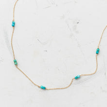 Load image into Gallery viewer, Original Hardware Jewelry - Necklaces Turquoise Cube Station Necklace Gold