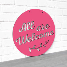 Load image into Gallery viewer, Spunky Fluff Proudly handmade in South Dakota, USA Magenta All Are Welcome