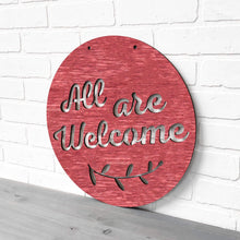 Load image into Gallery viewer, Spunky Fluff Proudly handmade in South Dakota, USA Weathered Red All Are Welcome
