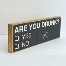 Load image into Gallery viewer, Sawdust City Proudly Handmade in Wisconsin, USA "Are You Drunk?" Wooden Sign