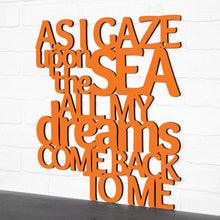 Load image into Gallery viewer, Spunky Fluff Proudly handmade in South Dakota, USA Orange As I Gaze At The Sea All My Dreams Come Back To Me