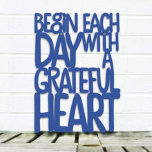 Load image into Gallery viewer, Spunky Fluff Proudly handmade in South Dakota, USA Medium / Cobalt Blue Begin Each Day with a Grateful Heart