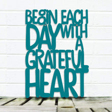 Load image into Gallery viewer, Spunky Fluff Proudly handmade in South Dakota, USA Medium / Teal Begin Each Day with a Grateful Heart