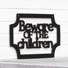 Load image into Gallery viewer, Spunky Fluff Proudly handmade in South Dakota, USA Black Beware of the Children