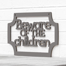 Load image into Gallery viewer, Spunky Fluff Proudly handmade in South Dakota, USA Charcoal Gray Beware of the Children