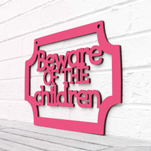 Load image into Gallery viewer, Spunky Fluff Proudly handmade in South Dakota, USA Magenta Beware of the Children