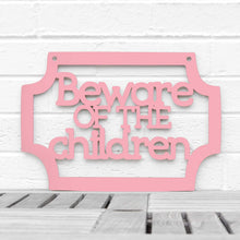 Load image into Gallery viewer, Spunky Fluff Proudly handmade in South Dakota, USA Pink Beware of the Children