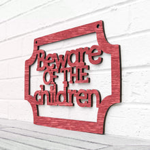 Load image into Gallery viewer, Spunky Fluff Proudly handmade in South Dakota, USA Weathered Red Beware of the Children