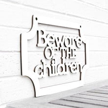 Load image into Gallery viewer, Spunky Fluff Proudly handmade in South Dakota, USA White Beware of the Children