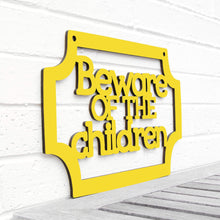 Load image into Gallery viewer, Spunky Fluff Proudly handmade in South Dakota, USA Yellow Beware of the Children