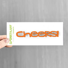 Load image into Gallery viewer, Spunky Fluff Proudly handmade in South Dakota, USA Orange Cheers-Tiny Word Magnet