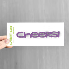 Load image into Gallery viewer, Spunky Fluff Proudly handmade in South Dakota, USA Purple Cheers-Tiny Word Magnet