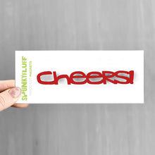 Load image into Gallery viewer, Spunky Fluff Proudly handmade in South Dakota, USA Red Cheers-Tiny Word Magnet
