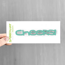 Load image into Gallery viewer, Spunky Fluff Proudly handmade in South Dakota, USA Turquoise Cheers-Tiny Word Magnet